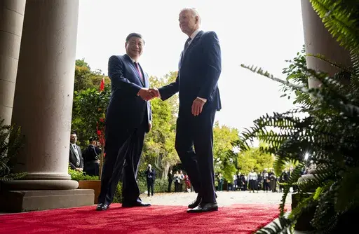 President Joe Biden greets China's President President Xi Jinping at the Filoli Estate in Woodside, Calif., Nov, 15, 2023, on the sidelines of the Asia-Pacific Economic Cooperative conference. China has agreed to curtail shipments of the chemicals used to make fentanyl, the drug at the heart of the U.S. overdose epidemic. Experts say it's an essential step, but it's not the only thing needed to be done to stem the crisis. (Doug Mills/The New York Times via AP, Pool, File)