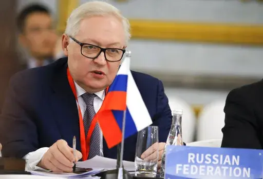 Russian Deputy Foreign Minister and head of delegation Sergei Ryabkov attends a Treaty on the Non-Proliferation of Nuclear Weapons (NPT) conference in Beijing, China, Jan. 30, 2019. Ryabkov, who heads the Russian delegation at the security talks, described the demand for guarantees precluding NATO's expansion to Ukraine and other ex-Soviet nations as "absolutely essential" and warned that the U.S. refusal to discuss it would make further talks senseless. (Thomas Peter/Pool Photo via AP, File)