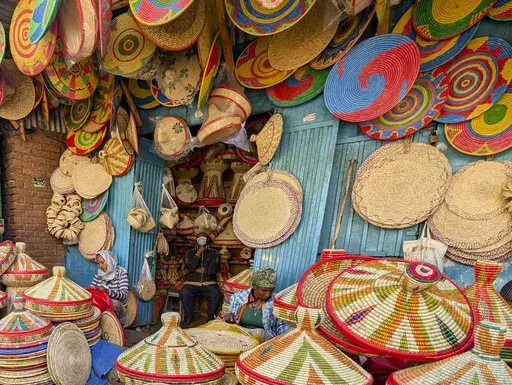 In this photo provided by Nicole Evatt, vendors sell everything from spices to handwoven baskets and live chickens at Merkato, one of Africa's largest open-air markets, in Addis Ababa, Ethiopia, Jan. 4, 2025. (Nicole Evatt via AP)