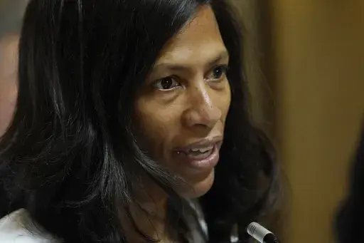 Dr. Michelle Owens, a maternal fetal medicine subspecialist, speaks on Feb. 22, 2023 at the state Capitol in Jackson, Miss. Owens is one of the leaders of a committee that published a study Wednesday, Dec. 6, 2023, which showed that Black women were four times more likely to die of causes directly related to pregnancy than white women in the state in 2020. (AP Photo/Rogelio V. Solis)