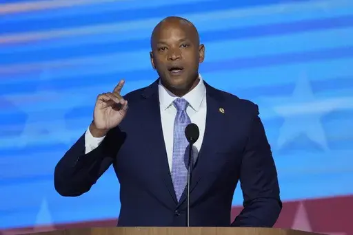 Maryland Gov. Wes Moore speaks during the Democratic National Convention Wednesday, Aug. 21, 2024, in Chicago. (AP Photo/J. Scott Applewhite)