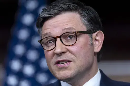 Speaker of the House Mike Johnson, R-La., speaks at a news conference amid threats that Rep. Marjorie Taylor Greene, R-Ga., a staunch ally of former President Donald Trump, is threatening to oust Johnson from his leadership post, at the Capitol in Washington, Tuesday, May 7, 2024. (AP Photo/J. Scott Applewhite)