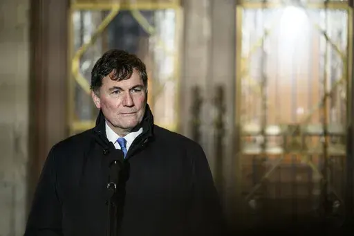 Dominic LeBlanc, Minister of Finance, Public Safety and Intergovernmental Affairs, participates in a news conference after a swearing in ceremony at Rideau Hall in Ottawa, Ontario, Dec. 16, 2024. (Justin Tang/The Canadian Press via AP, File)