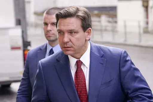 Florida Republican Gov. Ron DeSantis arrives at the Foreign Office to visit Britain's Foreign Secretary in London, April 28, 2023. On Friday, May 5, 2023, more than four years later, DeSantis is set to conclude a legislative session that establishes him as perhaps the most accomplished conservative governor in the nation's bitter culture wars just as he prepares to enter the 2024 presidential contest as a top rival to former President Donald Trump. (AP Photo/Alberto Pezzali, File)