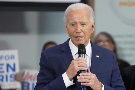 President Joe Biden arrives for a visit to AFL-CIO headquarters, Wednesday, July 10, 2024, in Washington. (AP Photo/Evan Vucci)