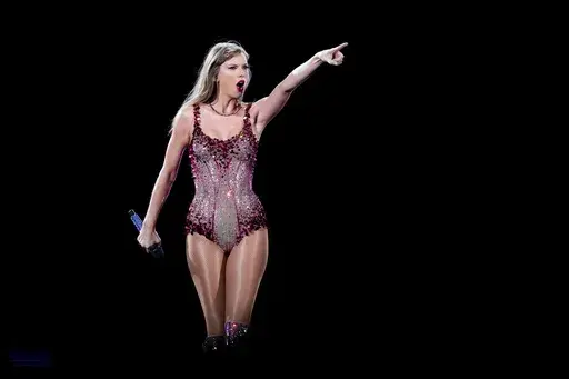 Taylor Swift performs at the Monumental stadium during her Eras Tour concert in Buenos Aires, Argentina, Thursday, Nov. 9, 2023. (AP Photo/Natacha Pisarenko, File)