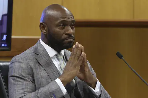 Fulton County Special Prosecutor Nathan Wade testifies during a hearing on the Georgia election interference case, Thursday, Feb. 15, 2024, in Atlanta. The hearing is to determine whether Fulton County District Attorney Fani Willis should be removed from the case because of a relationship with Wade, special prosecutor she hired in the election interference case against former President Donald Trump. (Alyssa Pointer/Pool Photo via AP)