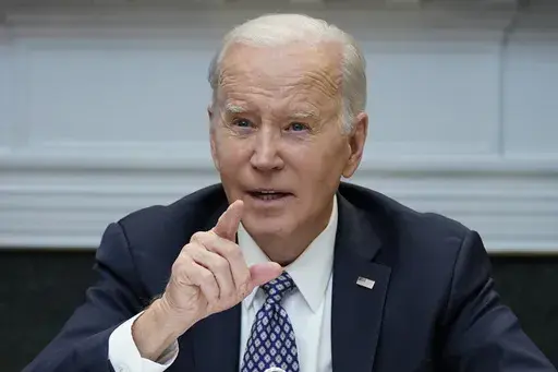 President Joe Biden speaks during a meeting with his "Investing in America Cabinet," in the Roosevelt Room of the White House, Friday, May 5, 2023, in Washington. For Biden, the past few days have raised hopes that the U.S. economy can stick a soft landing—possibly avoiding a recession as the 2024 election nears. Most U.S. adults have downbeat feelings about Biden's economic leadership, as high inflation has overshadowed a strong jobs market. It's long been economic orthodoxy that efforts to b
