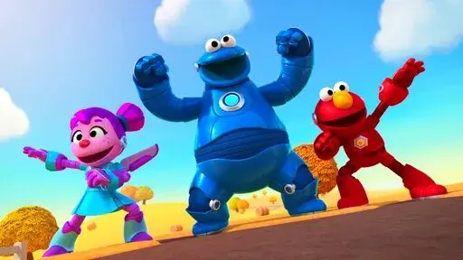 This image released by Sesame Workshop shows animated versions of "Sesame Street" characters Abby Cadabby, Cookie Monster, and Elmo from the new CGI-animated show “Mecha Builders." Each 11-minute episode begins with a problem — a runaway train, a hurtling Earth-bound asteroid, a melting ice slide, a broken movie screen or a wayward boulder — and the trio try a series of fixes, refining their ideas until they find an answer. The lesson is to always plan, test and solve. (Sesame Workshop via