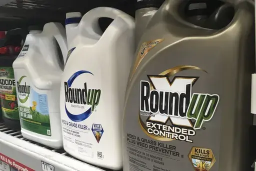 In this Feb. 24, 2019, file photo, containers of Roundup are displayed on a store shelf in San Francisco. (AP Photo/Haven Daley, File)