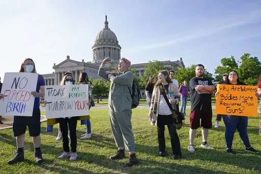 Abortion-rights supporters rally at the State Capitol on May 3, 2022, in Oklahoma City. A divided Oklahoma Supreme Court on Tuesday, March 21, 2023, overturned a portion of the state’s near total ban on abortion, ruling women have a right to abortion when pregnancy risks their health, not just in a medical emergency. (AP Photo/Sue Ogrocki, File)