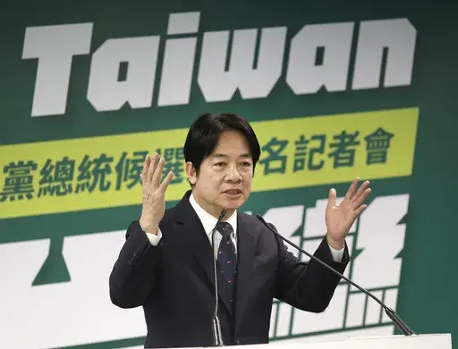 Taiwan's Vice President Lai Ching-te, also known as William Lai, speaks in Taipei, Taiwan, April 12, 2023. On Saturday, Jan. 13, 2024, the island of 23 million people will choose a new president to replace Tsai Ing-wen, who has served the limit of two terms. The election has drawn high attention because Beijing is opposed to front-runner Lai Ching-te, the candidate from the governing Democratic Progressive Party, which is known for its pro-independence learnings. This has raised concerns that a 