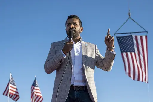 Kash Patel, former chief of staff to Acting Secretary of Defense Christopher Miller, speaks at a rally in Minden, Nev., Oct. 8, 2022. (AP Photo/José Luis Villegas, File)
