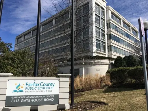 This March 4, 2019 file photo shows Fairfax County Public Schools in Merrifield, Va. Virginia's largest school system is removing a test question given to a college-level social studies class that equated liberals and conservatives with specific racial and gender demographics. (AP Photo/Matthew Barakat, File)