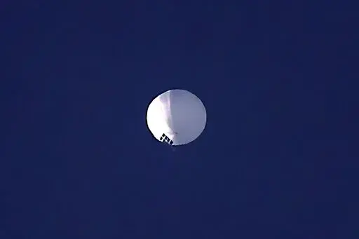 A high altitude balloon floats over Billings, Mont., Feb. 1, 2023. (Larry Mayer/The Billings Gazette via AP, File)