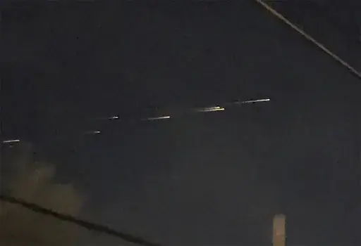 This image from video provided by Jaime Hernandez shows streaks of light travelling across the sky over the Sacramento, Calif., area on Friday night, March 17, 2023. “Mainly, we were in shock, but amazed that we got to witness it,” Hernandez said. “None of us had ever seen anything like it.” (Jaime Hernandez via AP)