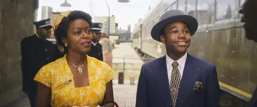 This image released by Orion Pictures shows Danielle Deadwyler, left, and Jalyn Hall in a scene from "Till." (Orion Pictures via AP)