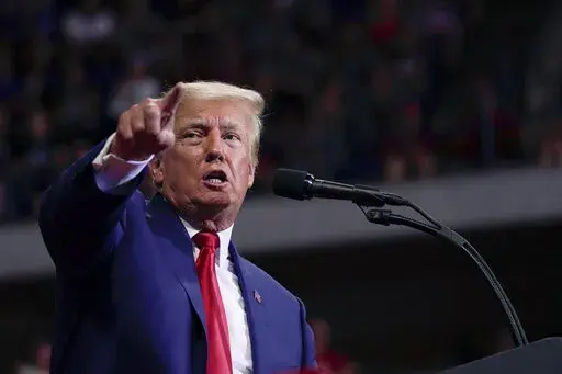 Former President Donald Trump speaks at a rally in Wilkes-Barre, Pa., Saturday, Sept. 3, 2022. (AP Photo/Mary Altaffer)
