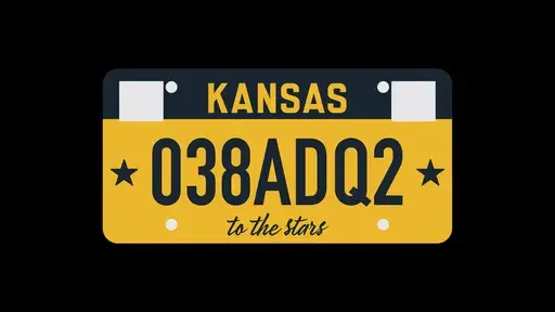 This art illustration from the Kansas Department of Revenue, provided on Tuesday, Nov. 28. 2023, shows the design for a new, standard vehicle license plate that the state had planned to start issuing in March 2024. Criticism of the design has prompted Gov. Laura Kelly to halt its production and promise a public vote on several possible designs. (Kansas Department of Revenue via AP)