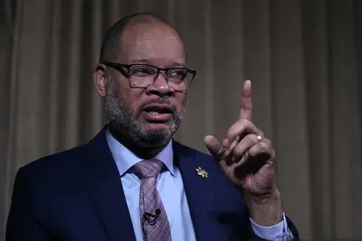 Nevada Attorney General Aaron Ford answers a question during an interview at the State Attorneys General Association meetings, Nov. 16, 2023, in Boston. On Wednesday, Dec. 6, a Nevada grand jury indicted six Republicans who submitted certificates to Congress falsely declaring Donald Trump the winner of the 2020 presidential election in their state, making Nevada the third to seek charges against so-called “fake electors.” Ford said in a statement Wednesday that he would do everything in his 