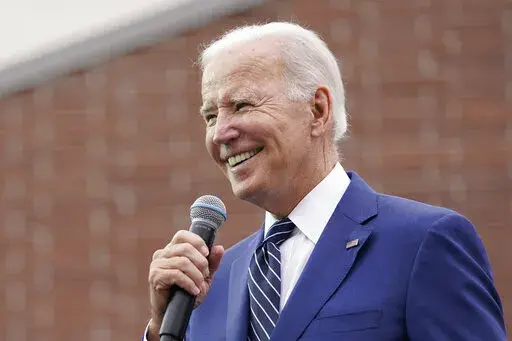 President Joe Biden speaks about lowering costs for American families at Irvine Valley Community College, in Irvine, Calif., Friday, Oct. 14, 2022. (AP Photo/Carolyn Kaster)