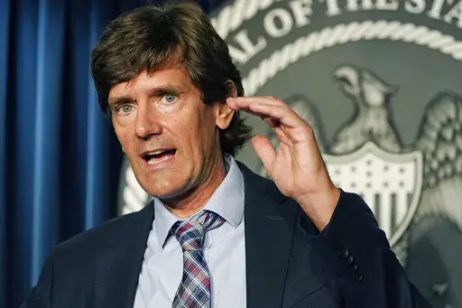  Mississippi State Health Officer Dr. Thomas Dobbs responds to a reporter's question during a news briefing regarding Mississippi's COVID-19 response on Aug. 19, 2021, in Jackson, Miss. Dobbs has never gotten involved in political fights over reproductive health, but his name has become shorthand for a legal case that could end abortion rights in the United States. (AP Photo/Rogelio V. Solis, File)