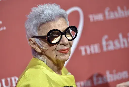 In this Oct. 27, Auteur of Style honoree Iris Apfel attends The Fashion Group International's Night of Stars Gala at Cipriani Wall Street in New York. Iris Apfel, a textile expert, interior designer and fashion celebrity known for her eccentric style, has died, Friday, March 1, 2024. She was 102. .(Photo by Evan Agostini/Invision/AP, File)