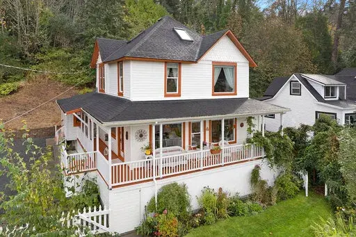 In this undated photo provided by RETO Media is the house featured in the Steven Spielberg film "The Goonies" in Astoria, Ore. The Victorian home, built in 1896 with sweeping views of the Columbia River as it flows into the Pacific Ocean, is now for sale has been listed with an asking price of $1.7 million. Since the film was released in 1985, fans have flocked to the home, and the owner has long complained of constant crowds and trespassing. (RETO Media via AP)