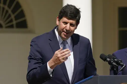 President Joe Biden's nominee to lead the Bureau of Alcohol, Tobacco, Firearms and Explosives, Steve Dettelbach speaks during an event in the Rose Garden of the White House in Washington, April 11, 2022. The Biden administration is proposing a new rule that would require thousands more firearms dealers to run background checks, in an effort to combat rising gun violence nationwide. Background checks help prevent guns from being sold to people convicted of crimes, teenagers and others who are leg