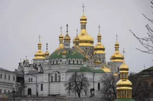The Monastery of the Caves, also known as Kyiv-Pechersk Lavra, one of the holiest sites of Eastern Orthodox Christians, is seen on March 23, 2023, in Kyiv, Ukraine. Ukraine's parliament overwhelmingly voted Thursday, Oct. 19, to advance legislation seen as effectively banning the Ukrainian Orthodox Church over its ties to Moscow, despite the church's insistence that it is fully independent and supportive of Ukraine's fight against Russian invaders. (AP Photo/Efrem Lukatsky, File)