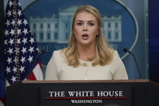 White House press secretary Karoline Leavitt speaks during the daily briefing at the White House in Washington, Wednesday, March 19, 2025. (AP Photo/Ben Curtis)