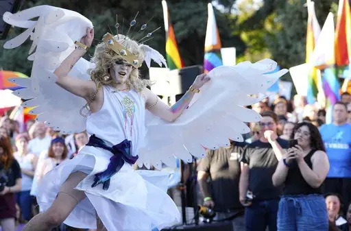 Chris performs during the headlining drag show as part of the RaYnbow Collective's Back to School Pride Night for BYU students at Kiwanis Park in Provo, Utah on Sept. 3, 2022. A federal judge has granted the request Friday, June 17, 2023, of an Utah-based group that organizes drag performances for a preliminary injunction, directing the city of St. George to issue a permit for the group to host an all-ages drag show in a public park and calling the attempt of city officials to stop the show unco