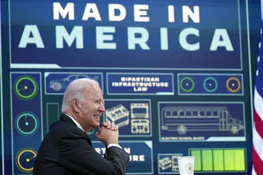 President Joe Biden listens during an event about infrastructure in the South Court Auditorium on the White House complex in Washington, Oct. 19, 2022. (AP Photo/Susan Walsh, File)