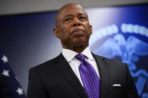 New York City Mayor Eric Adams attends an event at the NYPD's 40th precinct, Thursday, Feb. 20, 2025, in the Bronx borough of New York. (AP Photo/Julia Demaree Nikhinson, File)